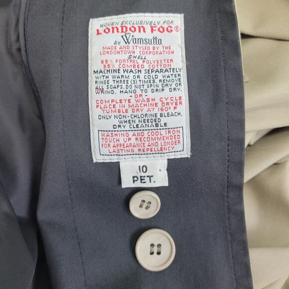 London Fog Womens 10 Petite PolyCotton Button Up Long Trench Coat w Pockets - Picture 4 of 4